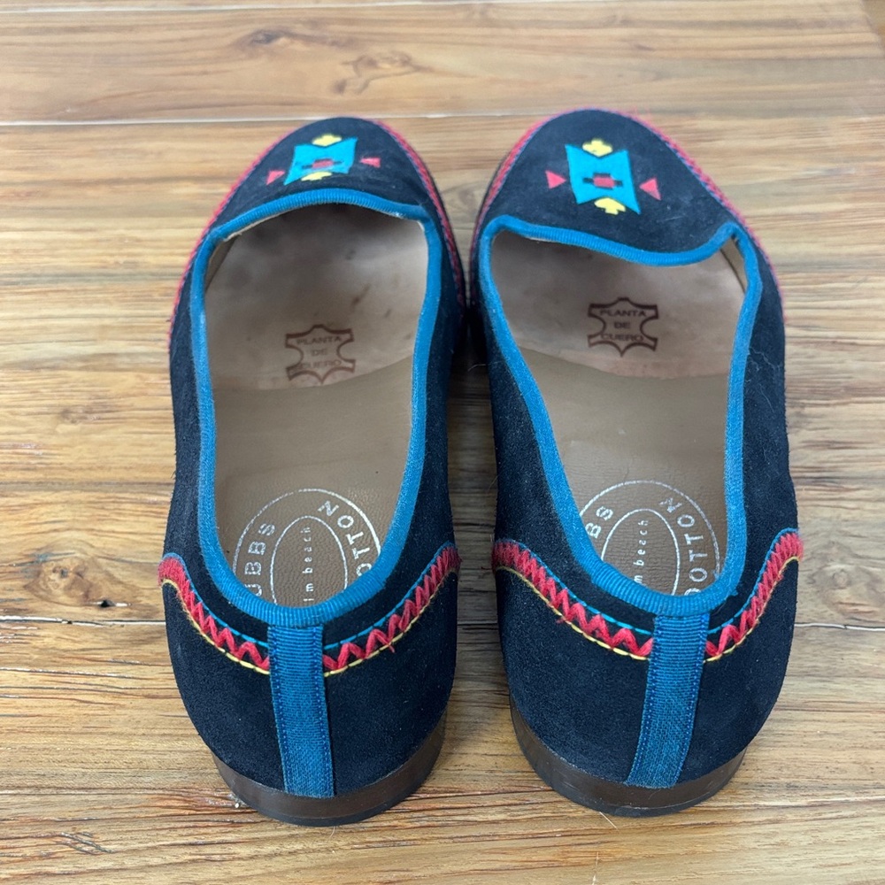 Stubbs & Wootton Black Suede Loafers with Geometric Embroidery - Picture 3 of 8